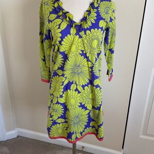 Boden Green Floral Beach Coverup Dress Size‎ 4